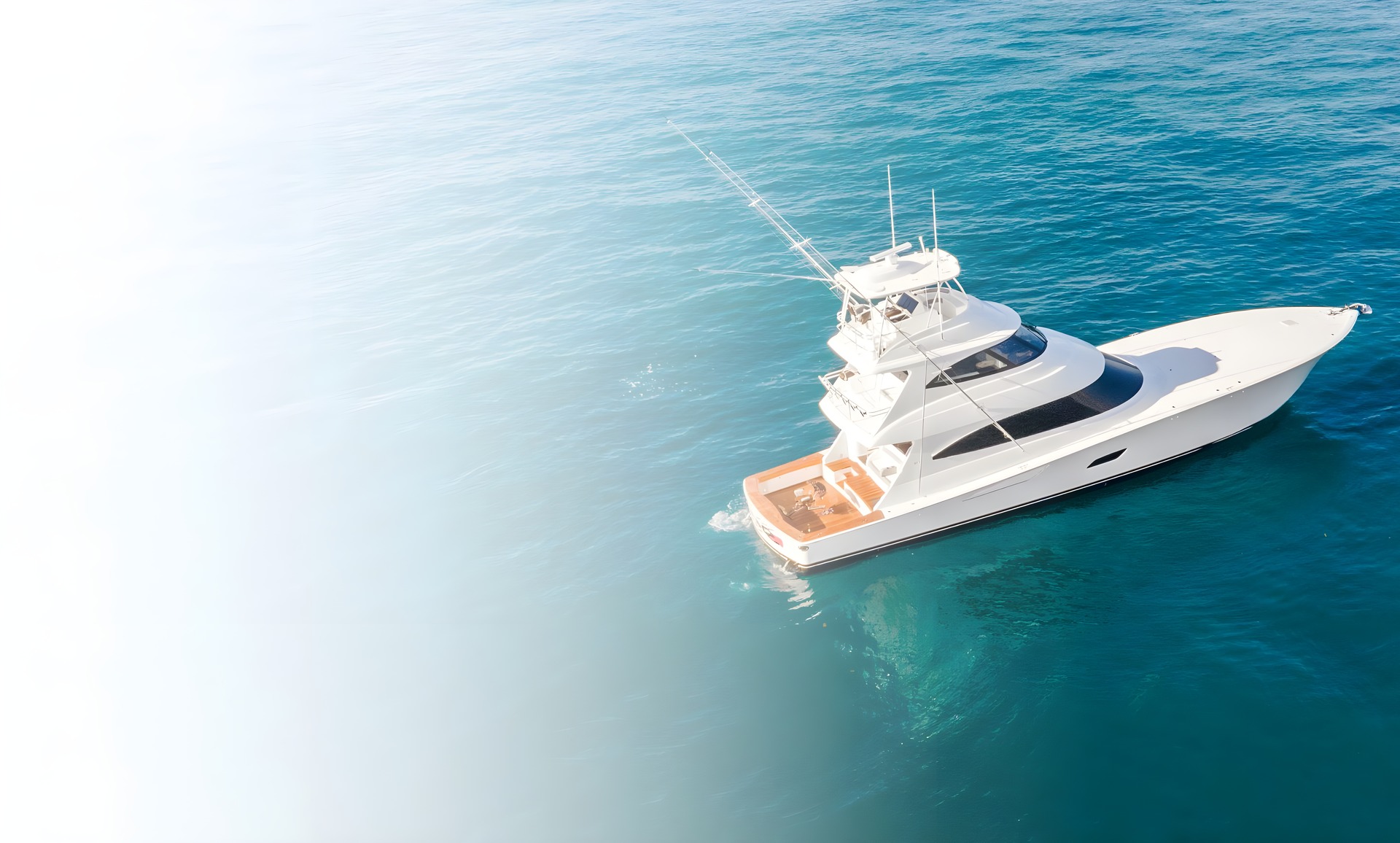 Fishing yacht sailing in ocean.